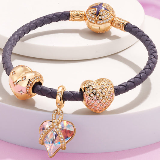gona- Sterling Silver Love's Embrace Charms Bracelet Set In 14K Gold Plated (Includes bracelet and all charms shown)