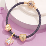Sterling Silver Love's Embrace Charms Bracelet Set In 14K Gold Plated (Includes bracelet and all charms shown)