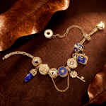 Sterling Silver Enchanted Treasure Curated Charm Bracelet Set with 14K Gold Plating (Includes Bracelet And All Charms Shown)