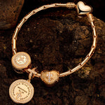 Sterling Silver God's Welfare Charms Bracelet Set In 14K Gold Plated (Includes bracelet and all charms shown)