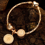 Sterling Silver God's Welfare Charms Bracelet Set In 14K Gold Plated