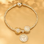 Sterling Silver God's Welfare Charms Bracelet Set In 14K Gold Plated (Includes bracelet and all charms shown)
