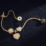 Sterling Silver The Holy Bible Charms Bracelet Set With Enamel In 14K Gold Plated (Includes bracelet and all charms shown)