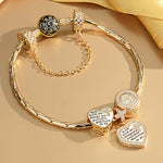 Sterling Silver The Holy Bible Charms Bracelet Set With Enamel In 14K Gold Plated