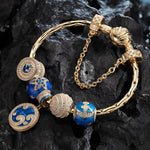 [💥As @teddilovesfashion's Pick] Sterling Silver Blue Ocean Charms Bracelet Set With Enamel In 14K Gold Plated (Includes bracelet and all charms shown)