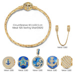 [💥As @teddilovesfashion's Pick] Sterling Silver Blue Ocean Charms Bracelet Set With Enamel In 14K Gold Plated (Includes bracelet and all charms shown)