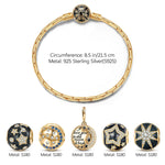 Sterling Silver Starry Night Charms Bracelet Set With Enamel In 14K Gold Plated