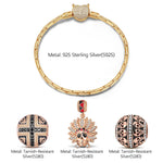 Sterling Silver Halloween & Skull Charms Bracelet Set With Enamel In Rose Gold Plated (Includes bracelet and all charms shown)