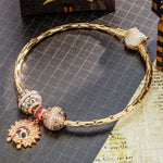 Sterling Silver Halloween & Skull Charms Bracelet Set With Enamel In Rose Gold Plated (Includes bracelet and all charms shown)