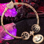 Sterling Silver Halloween Night Charms Bracelet Set With Enamel In 14K Gold Plated (Includes bracelet and all charms shown)