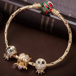 Sterling Silver Mummy Messengers Charms Bracelet Set With Enamel In 14K Gold Plated (Includes bracelet and all charms shown)