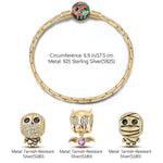 Sterling Silver Mummy Messengers Charms Bracelet Set With Enamel In 14K Gold Plated