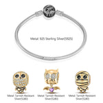Sterling Silver Mummy Messengers Charms Bracelet Set With Enamel In White Gold Plated (Includes bracelet and all charms shown)