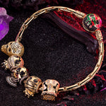 Sterling Silver The Spooky Family Charms Bracelet Set With Enamel In 14K Gold Plated