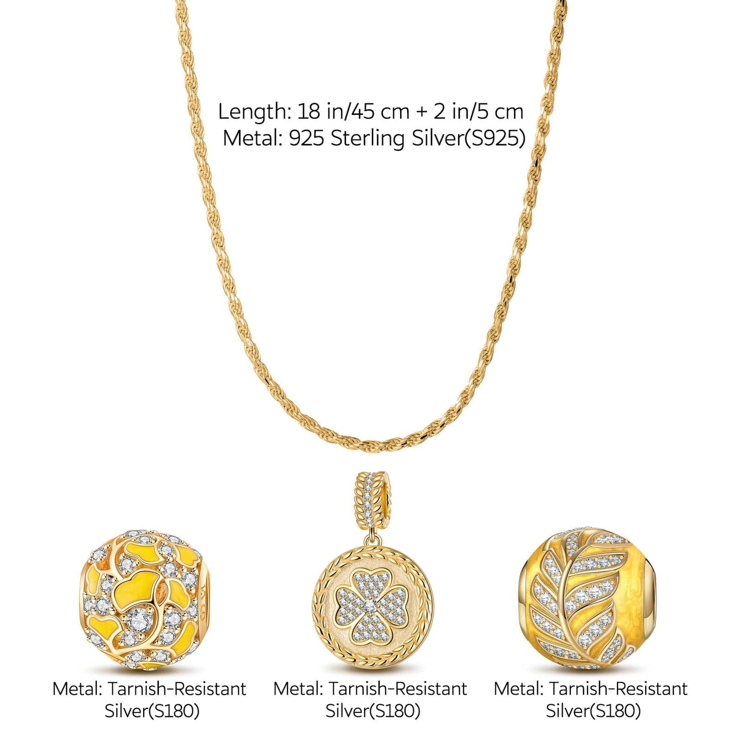 Sterling Silver Autumn at Versailles Necklace Set With Enamel In 14K Gold Plated