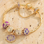Sterling Silver Impressions Of Versailles Charms Bracelet Set With Enamel In 14K Gold Plated (Includes bracelet and all charms shown)