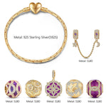 Sterling Silver Impressions Of Versailles Charms Bracelet Set With Enamel In 14K Gold Plated (Includes bracelet and all charms shown)