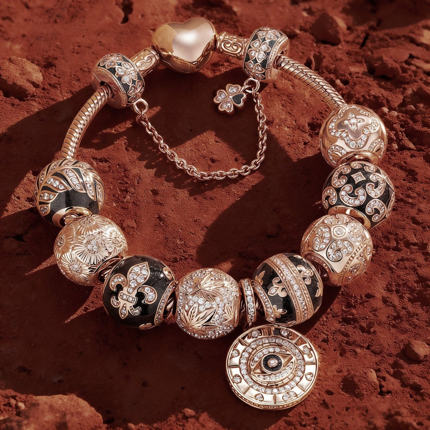 [💥As @evy_onelove's Pick] Memories Of Versailles Tarnish-resistant Silver Charms Bracelet Set With Enamel In Rose Gold Plated (Includes bracelet and all charms shown)