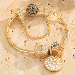 Sterling Silver Star Of David Charms Bracelet Set With Enamel In 14K Gold Plated (Includes bracelet and all charms shown)