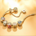 Sterling Silver Colorful Christmas Charms Bracelet Set With Enamel In 14K Gold Plated