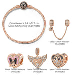 Romantic Love Guardian Tarnish-resistant Silver Charms Bracelet Set With Enamel In Rose Gold Plated