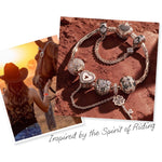 Sterling Silver Valentine's Day Charms Bracelet Set With Enamel In Rose Gold Plated (Includes bracelet and all charms shown)