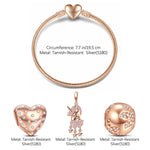 Romantic Love Tarnish-resistant Silver Charms Bracelet Set In Rose Gold Plated (Includes bracelet and all charms shown)