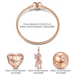 Romantic Love Tarnish-resistant Silver Charms Bracelet Set In 14K Gold Plated