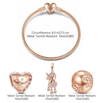 Romantic Love Tarnish-resistant Silver Charms Bracelet Set In Rose Gold Plated