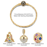 Sterling Silver Colorful and lively Christmas Charms Bracelet Set In 14K Gold Plated