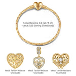 Love My Family Tarnish-resistant Silver Charms Bracelet Set In 14K Gold Plated