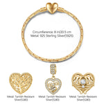 Love My Family Tarnish-resistant Silver Charms Bracelet Set In 14K Gold Plated