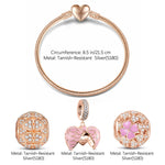 Lucky Love Tarnish-resistant Silver Charms Bracelet Set With Enamel In Rose Gold Plated