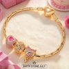 Sterling Silver July Birthday Stone Charms Bracelet Set In 14K Gold Plated (Includes bracelet and all charms shown)
