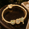 Sterling Silver August Birthday Stone Charms Bracelet Set In 14K Gold Plated (Includes bracelet and all charms shown)
