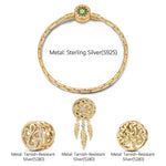 Sterling Silver Lucky Girl Charms Bracelet Set With Enamel In 14K Gold Plated (Includes bracelet and all charms shown)