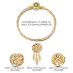 Lucky Girl Tarnish-resistant Silver Charms Bracelet Set With Enamel In 14K Gold Plated