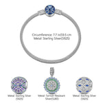 Sterling Silver Infinite Spring Charms Bracelet Set With Enamel In White Gold Plated