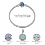 Sterling Silver Infinite Spring Charms Bracelet Set With Enamel In White Gold Plated
