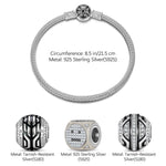 Sterling Silver XL Size Cyberpunk Charms Bracelet Set With Enamel In White Gold Plated For Men
