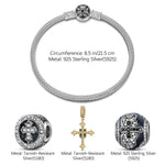 Sterling Silver XL Size The Eyes of God Charms Bracelet Set With Enamel In White Gold Plated For Men