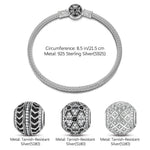 Sterling Silver XL Size Fission Charms Bracelet Set With Enamel In White Gold Plated For Men (Includes bracelet and all charms shown)