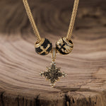 Sterling Silver The Dark Vatican XL Size Charms Necklace Set With Enamel In 14K Gold Plated For Men