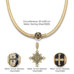 Sterling Silver The Dark Vatican XL Size Charms Necklace Set With Enamel In 14K Gold Plated For Men