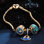 Sterling Silver Voyage Charms Bracelet Set With Enamel In 14K Gold Plated