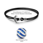 Sterling Silver Surfing Leather Charms Bracelet Set With Enamel In White Gold Plated