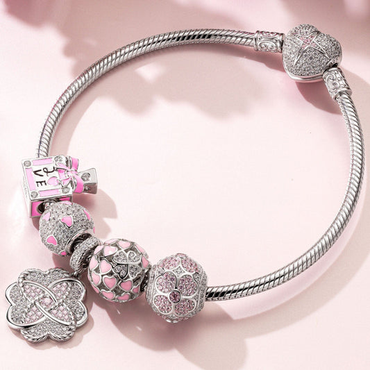 gona- Sterling Silver Crush On You Charms Bracelet Set With Enamel In White Gold Plated (Includes bracelet and all charms shown)