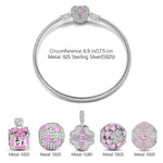 Sterling Silver Crush On You Charms Bracelet Set With Enamel In White Gold Plated (Includes bracelet and all charms shown)
