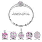 Sterling Silver Crush On You Charms Bracelet Set With Enamel In White Gold Plated