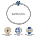 Sterling Silver Sailing Expedition Charms Bracelet Set With Enamel In White Gold Plated